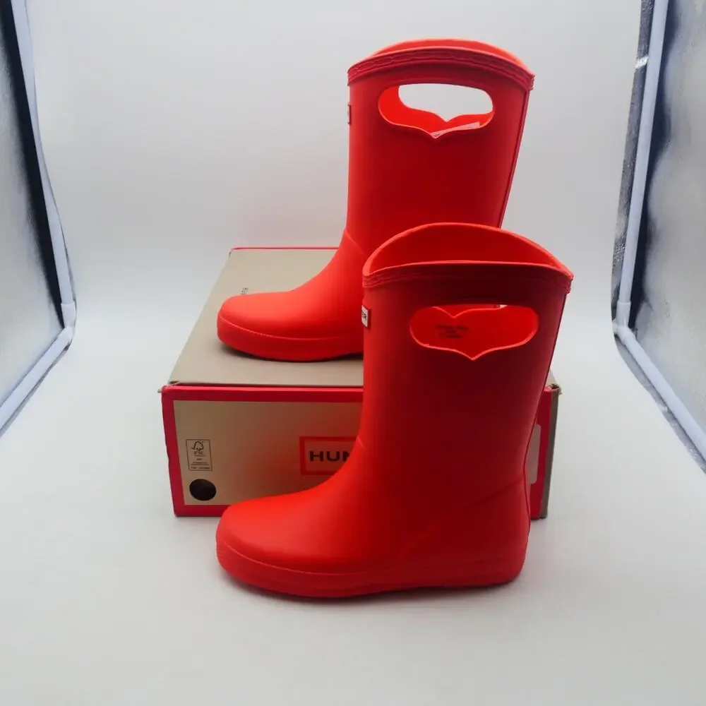 NEW Hunter Boots Kids First Classic Pull on Boots Red Tang Girls 2 UK 13